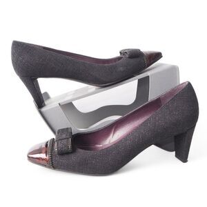 Stuart Weitzman Jazzbow Saffiano Pump Heels Black / Tortoiseshell Women's 6.5M